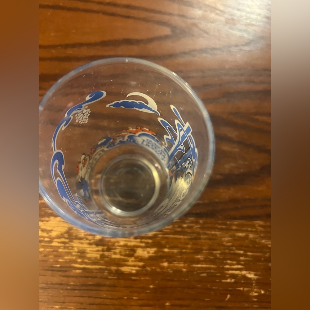 McDonald's Miss Piggy Glass with Blue and White Design - Picture 5 of 5